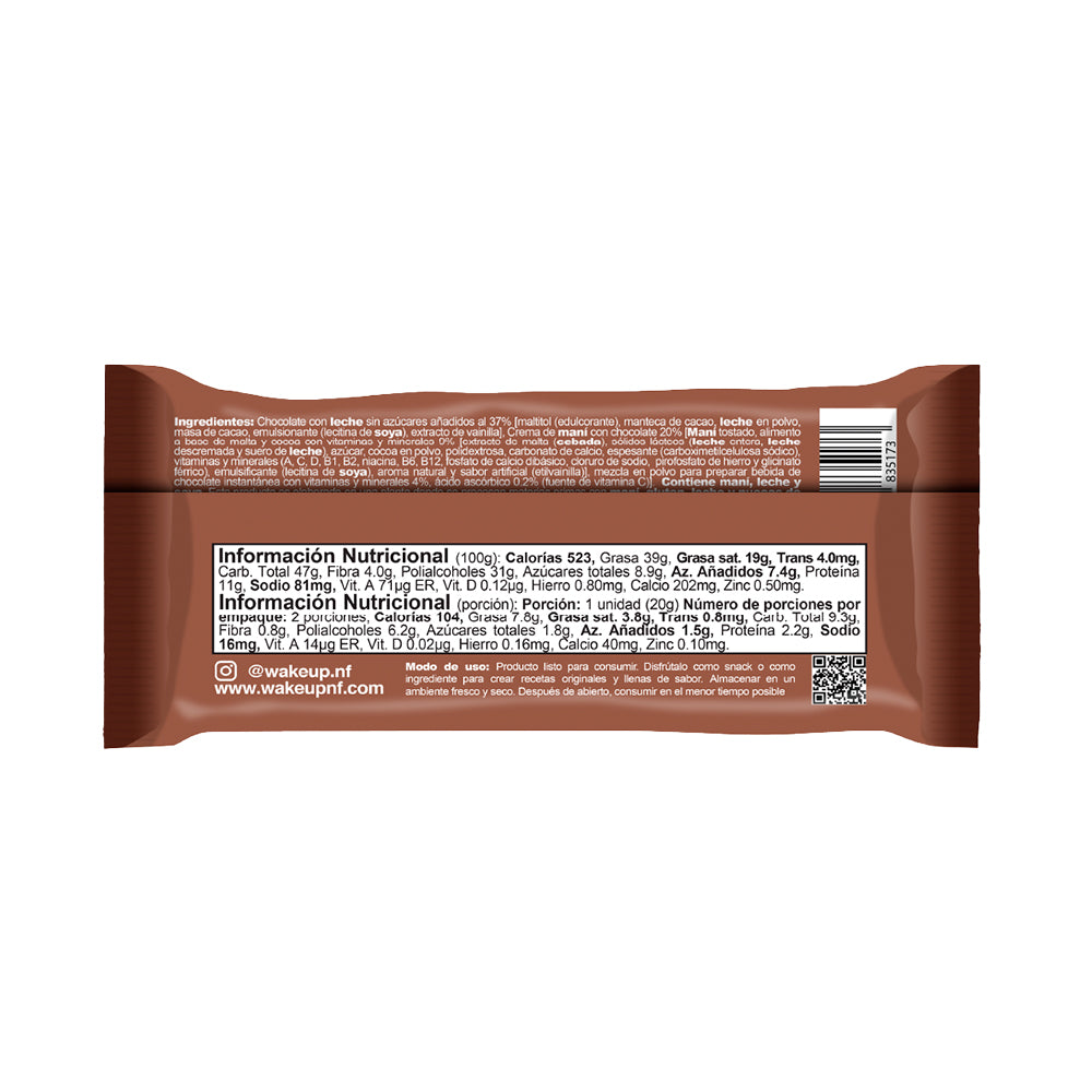 WAKEUP CHOCO UP CHOCOLATE SIN AZUCAR BOLSA 40 G